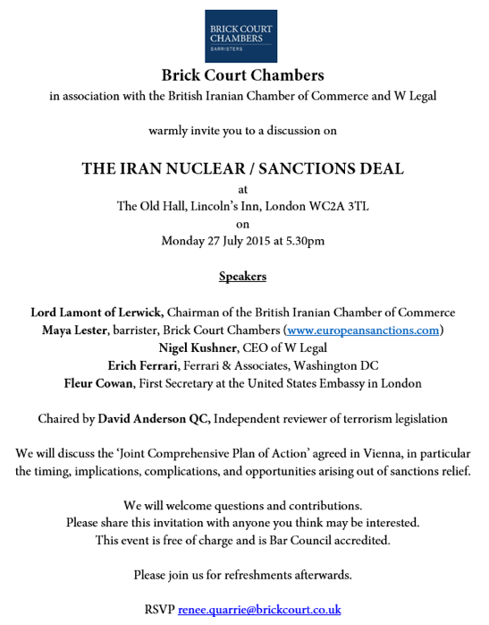 The Iran Nuclear Deal Event in London–July 27, 2015